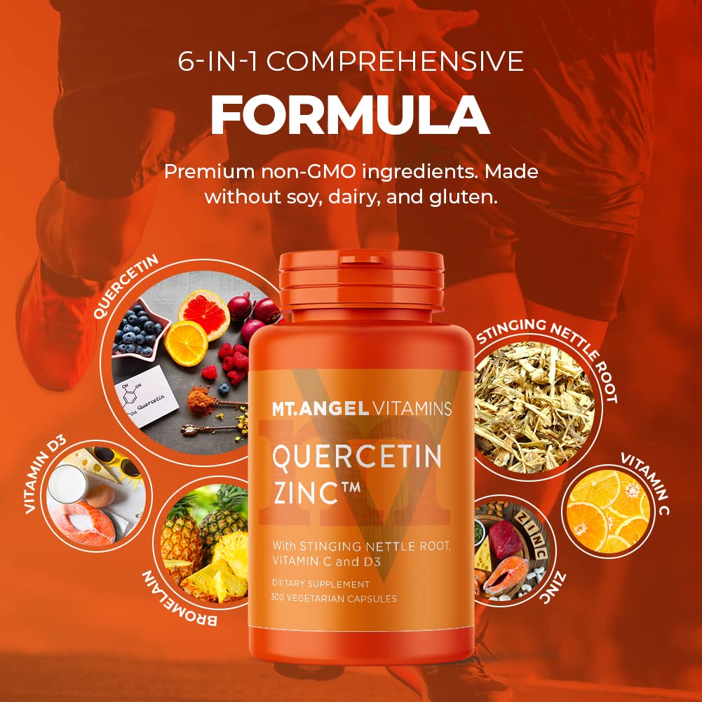 Mt. Angel Zinc Quercetin nutrition panel close view with serving size.