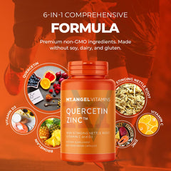 Mt. Angel Zinc Quercetin nutrition panel close view with serving size.