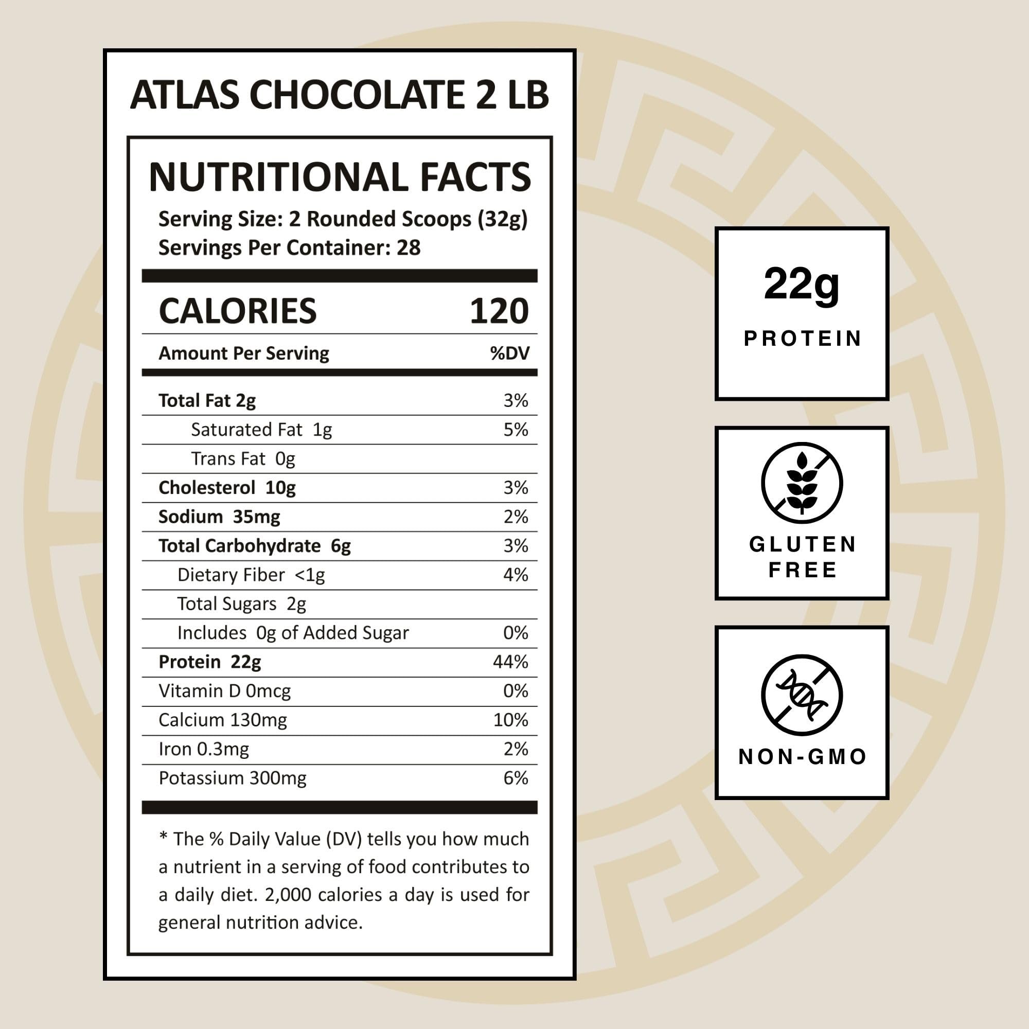 Mt. Athos Atlas scoop beside chocolate powder for easy, measured servings