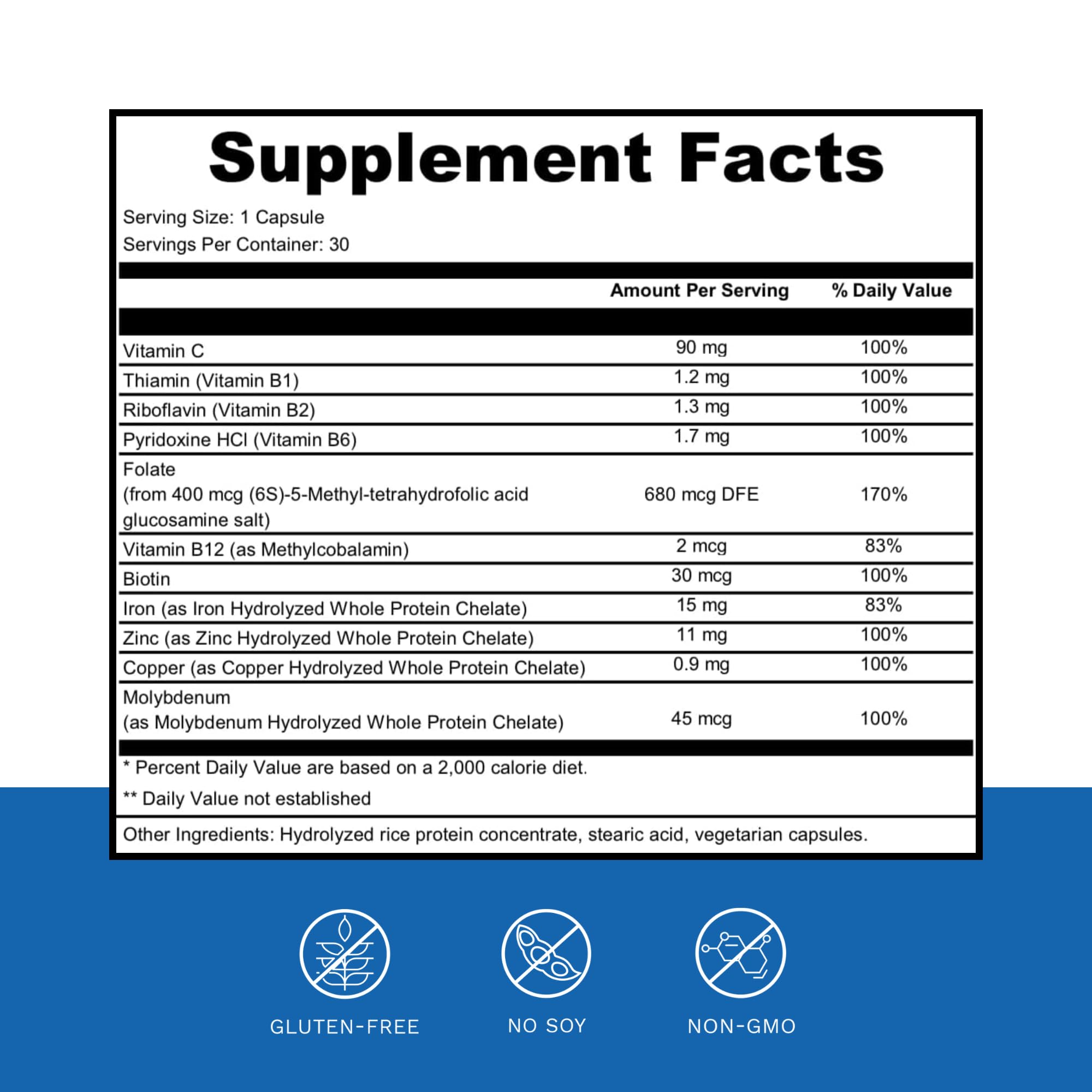 MT. CAPRA Blood Vitality capsules close-up highlighting chelated minerals