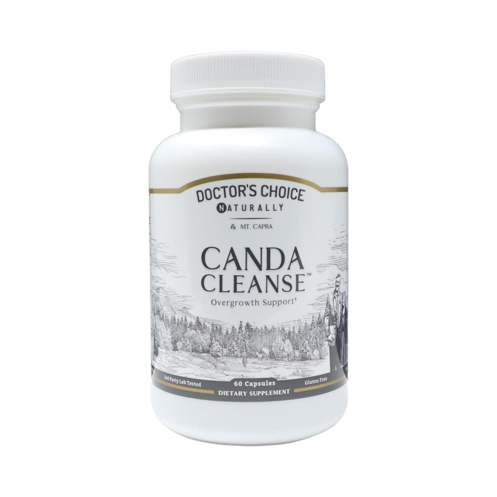 Mt. Capra CandaCleanse bottle highlights multi-blend formula for digestive balance