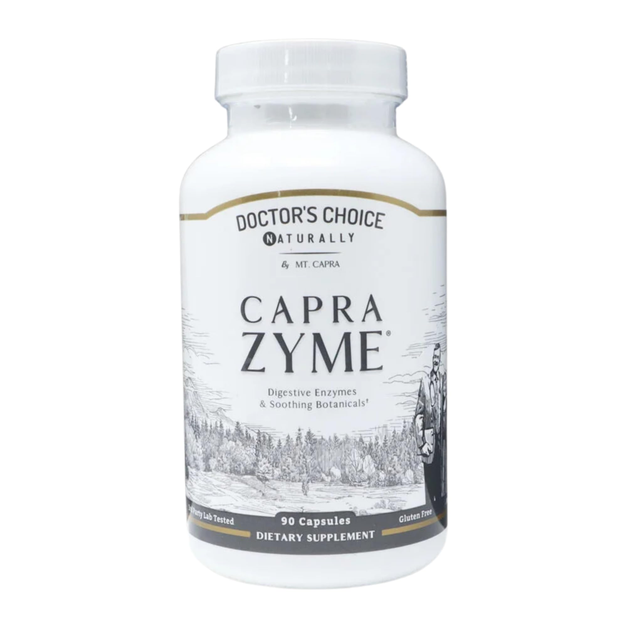 CapraZyme bottle front view by Mt Capra for daily digestion support