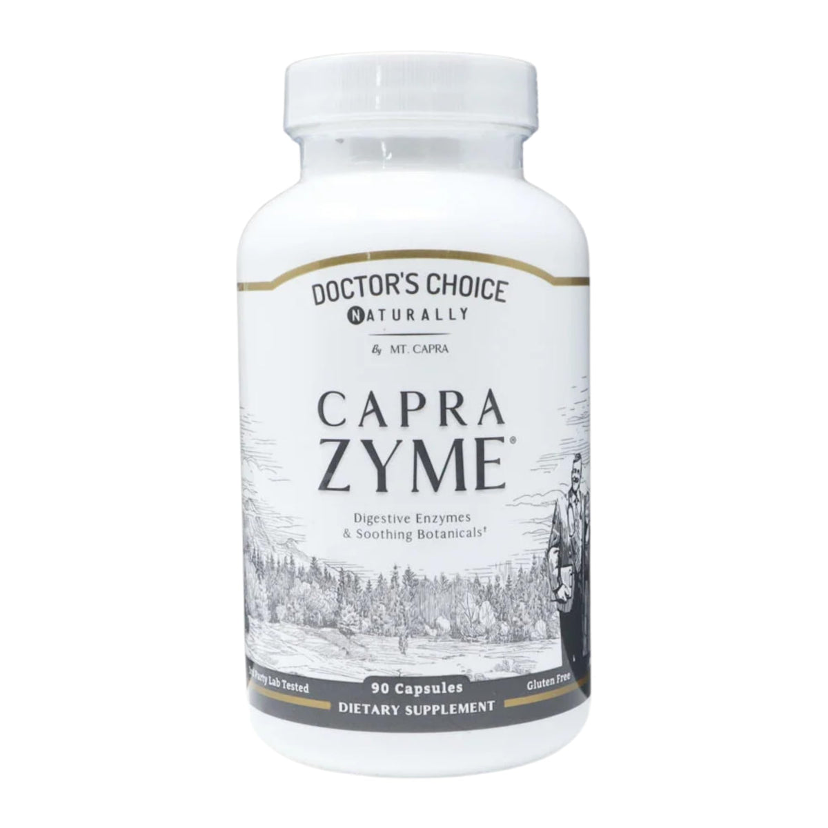 CapraZyme bottle front view by Mt Capra for daily digestion support