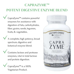CapraZyme capsules close up highlighting vegetarian enzyme source