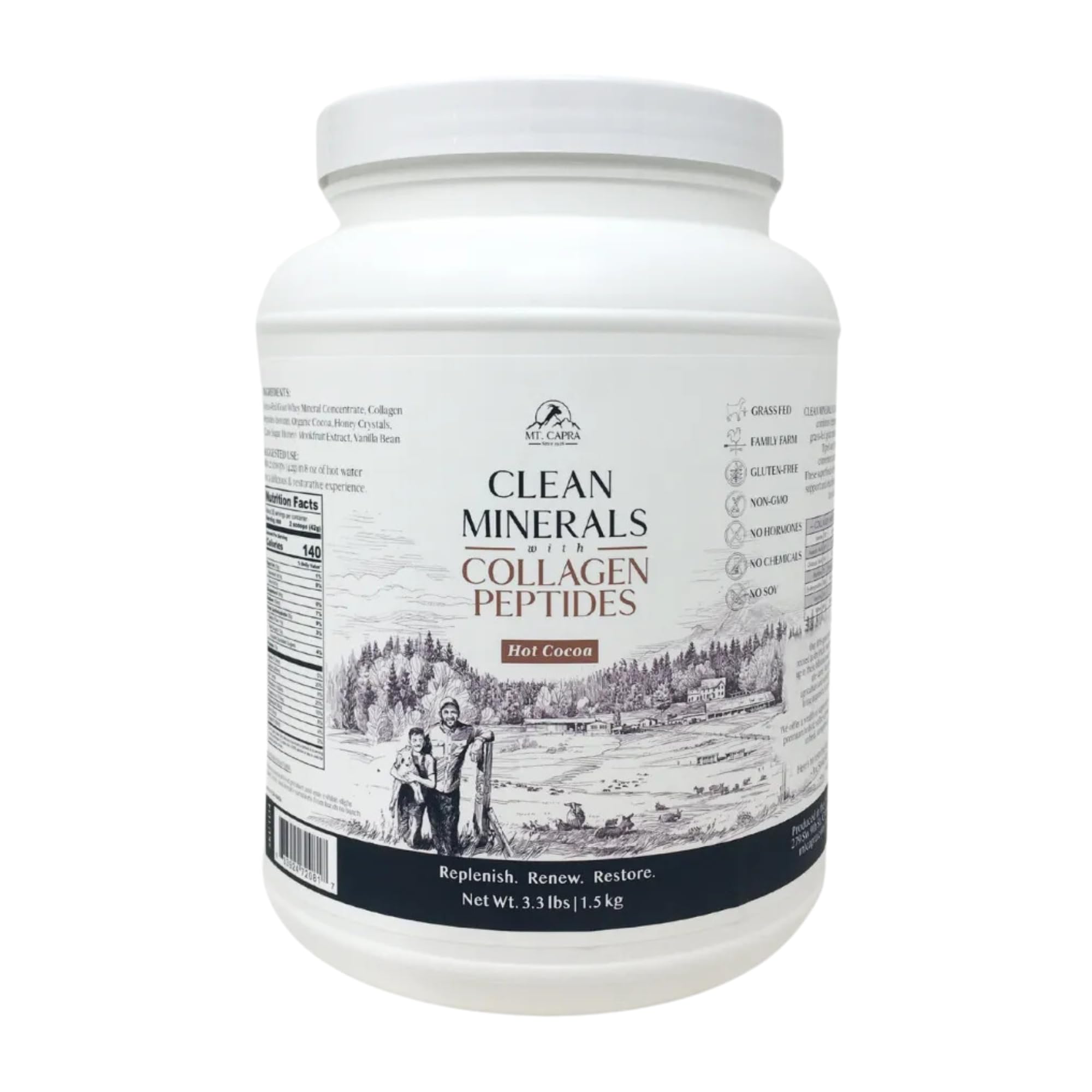 Mt. Capra Clean Minerals with Collagen Peptides pour into hot cocoa for a mineral boost