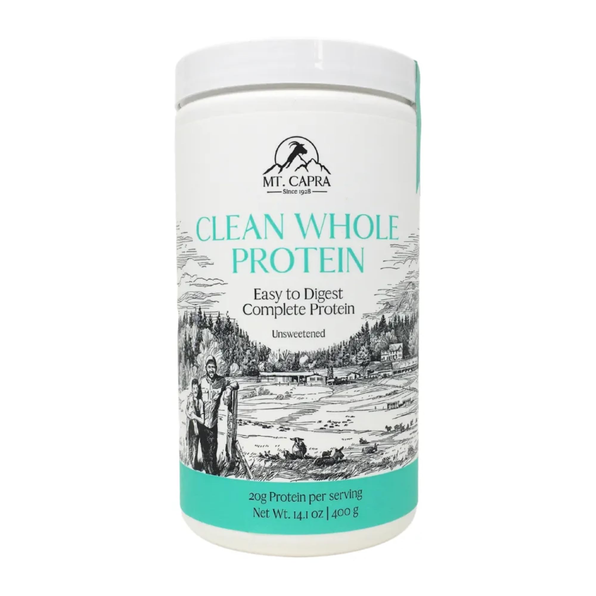 Mt Capra Clean Whole Protein bag front highlights a simple, single-ingredient formula.