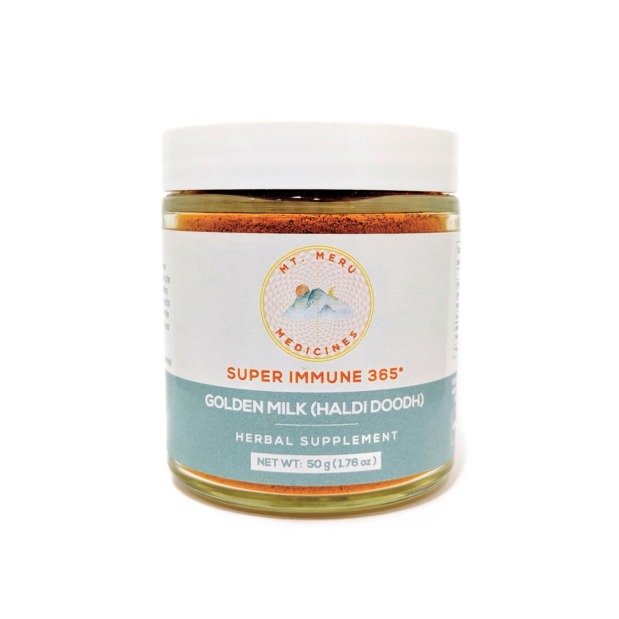Mt. Meru Medicines Golden Milk Superblend box highlights immune-friendly and gut-friendly benefits