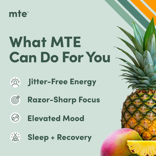MTE powder dissolving in water for a clean, jitter-free energy boost.