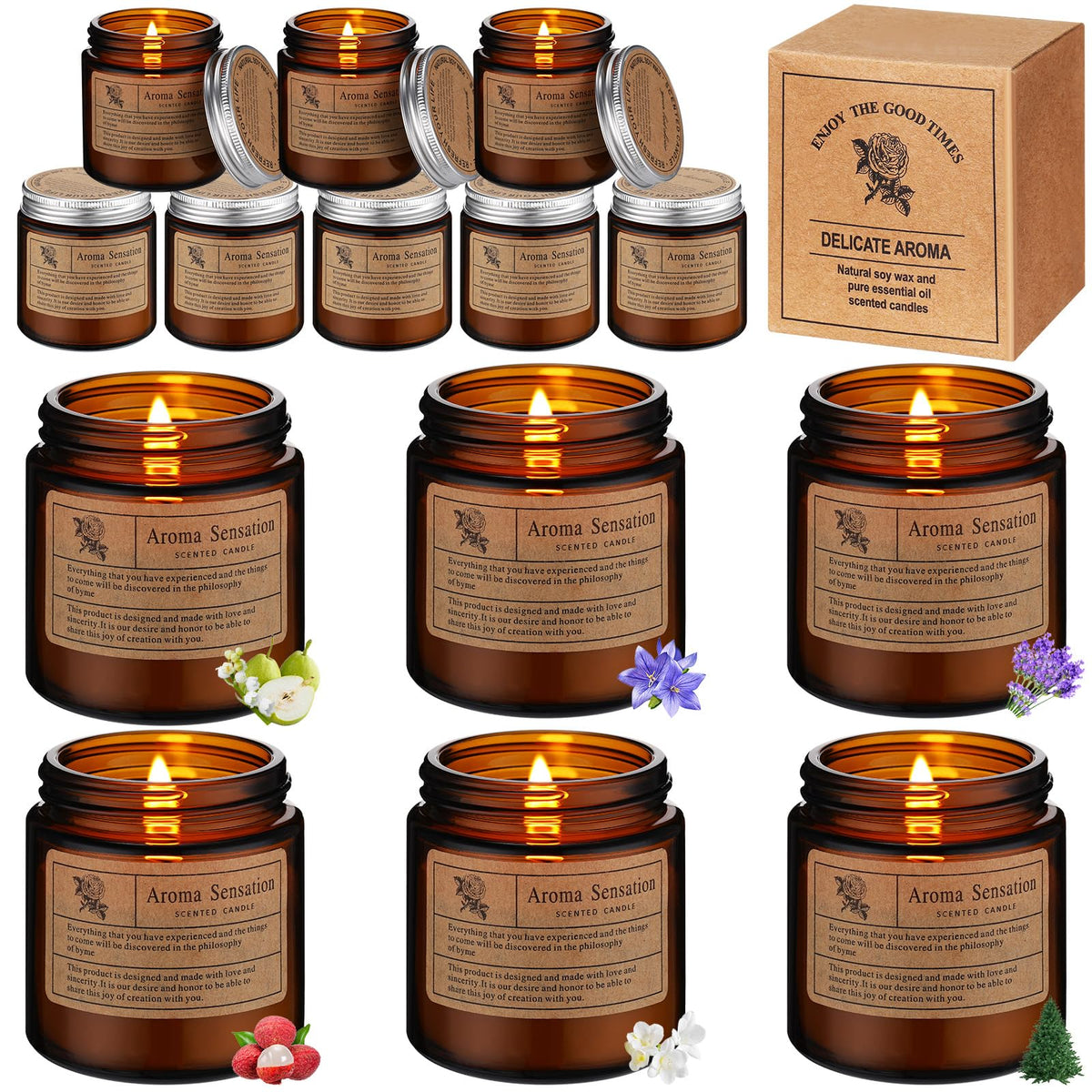 MTLEE 12pc home flower-scent set candles offering long-lasting aroma for cozy spaces