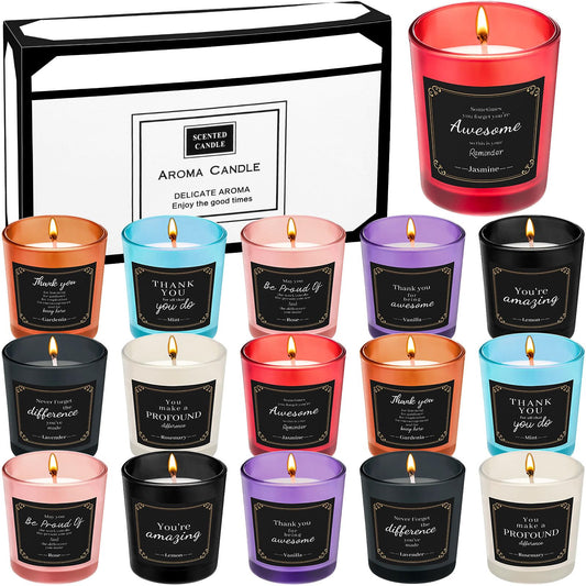 MTLEE 16-pack candles gift set in vibrant colors for gifting and ambiance