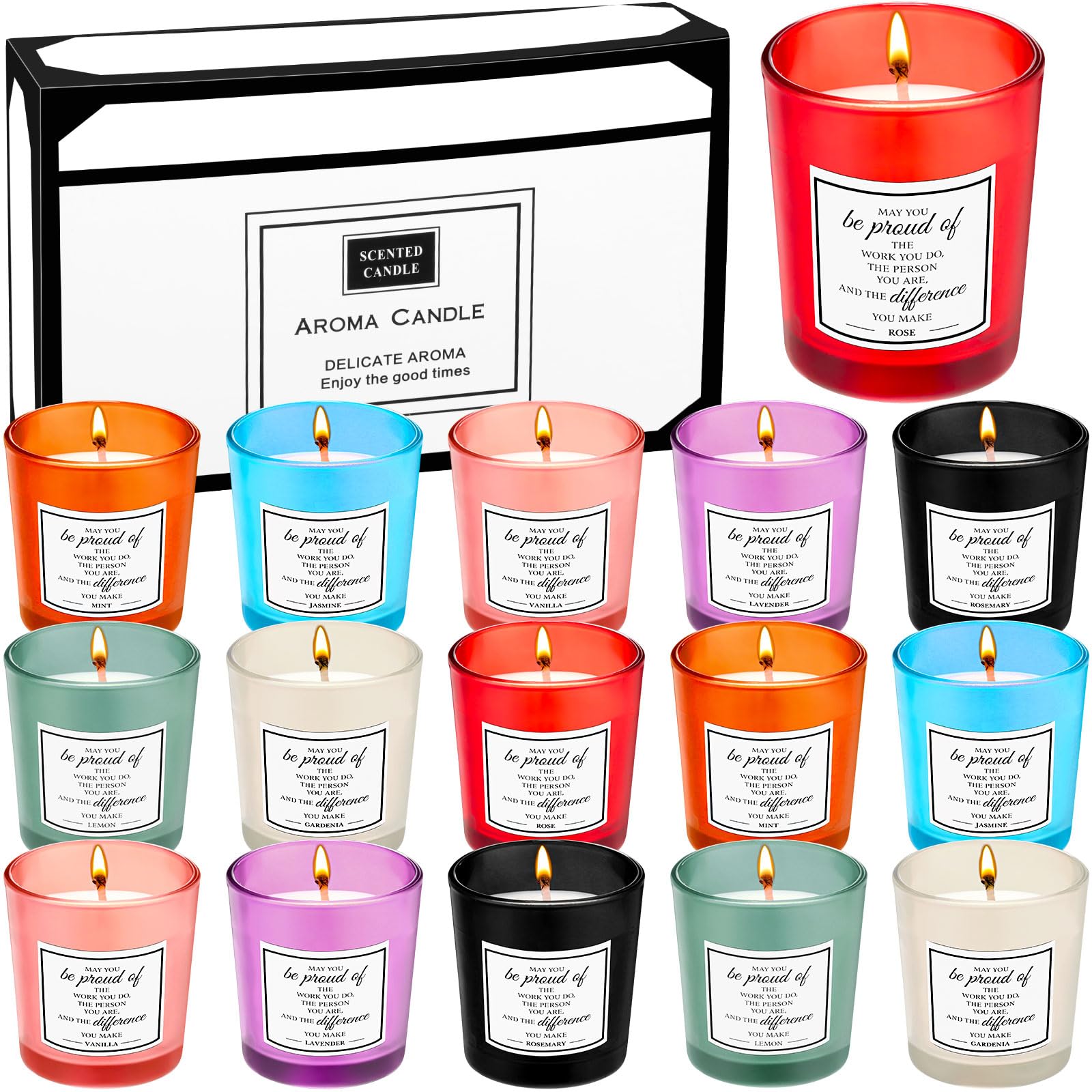 MTLEE 16 pack scented candles set with gift ready packaging
