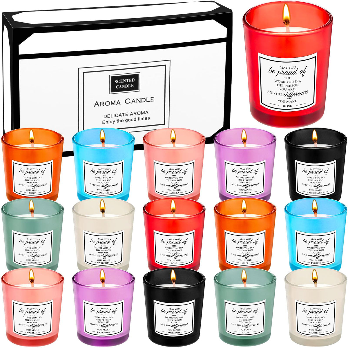 MTLEE 16 pack scented candles set with gift ready packaging