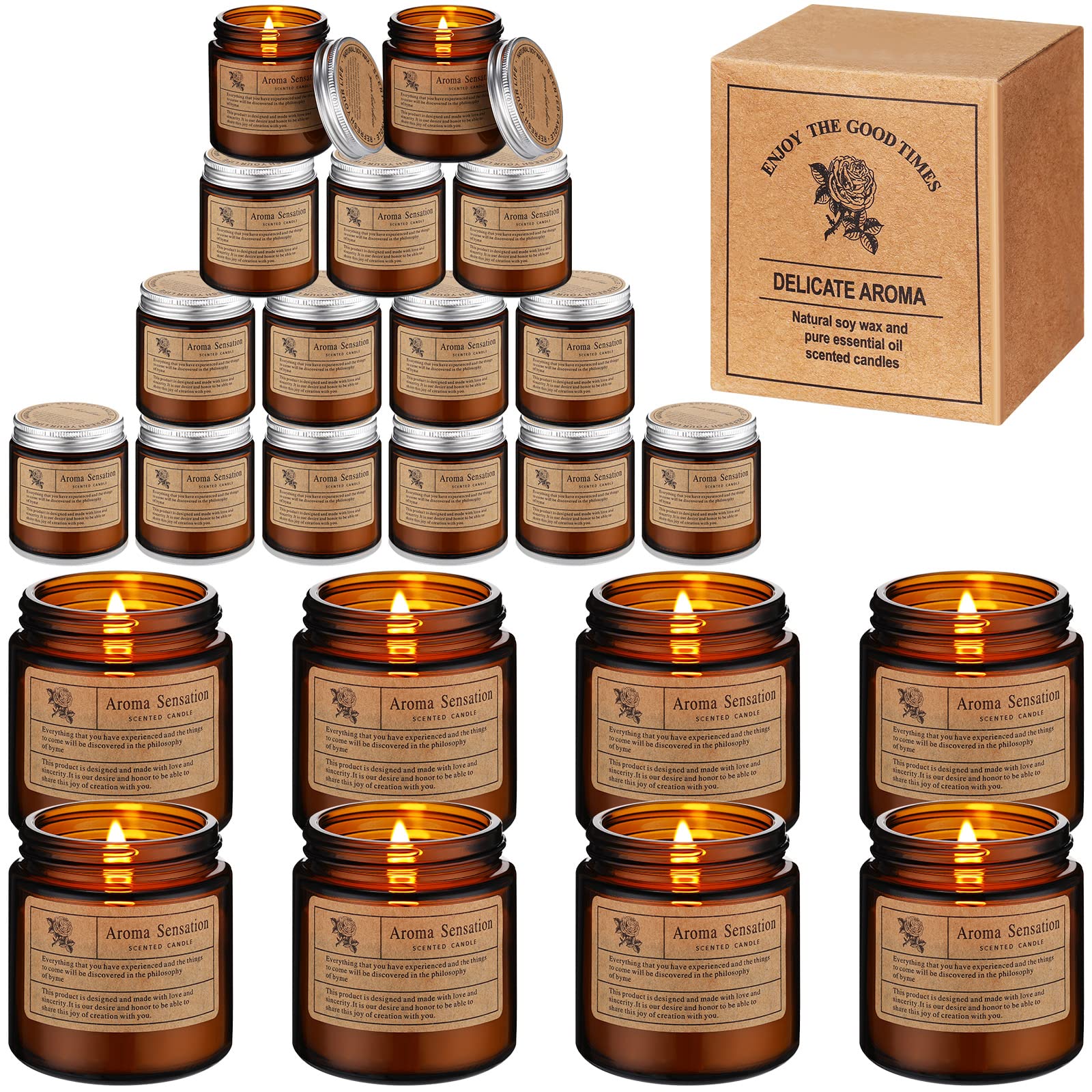 MTLEE 24-pcs candles assortment for home scenting and gifting.