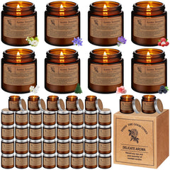 MTLEE amber scented candle set shown in packaging for gifting and warm ambience.