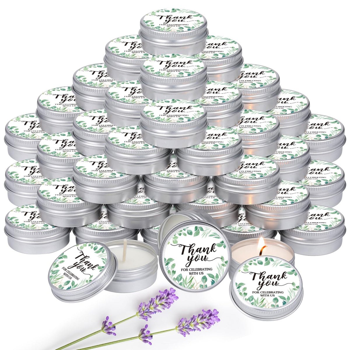 MTLEE baby shower candle favor tin packaging enhances tablescape and guest keepsake