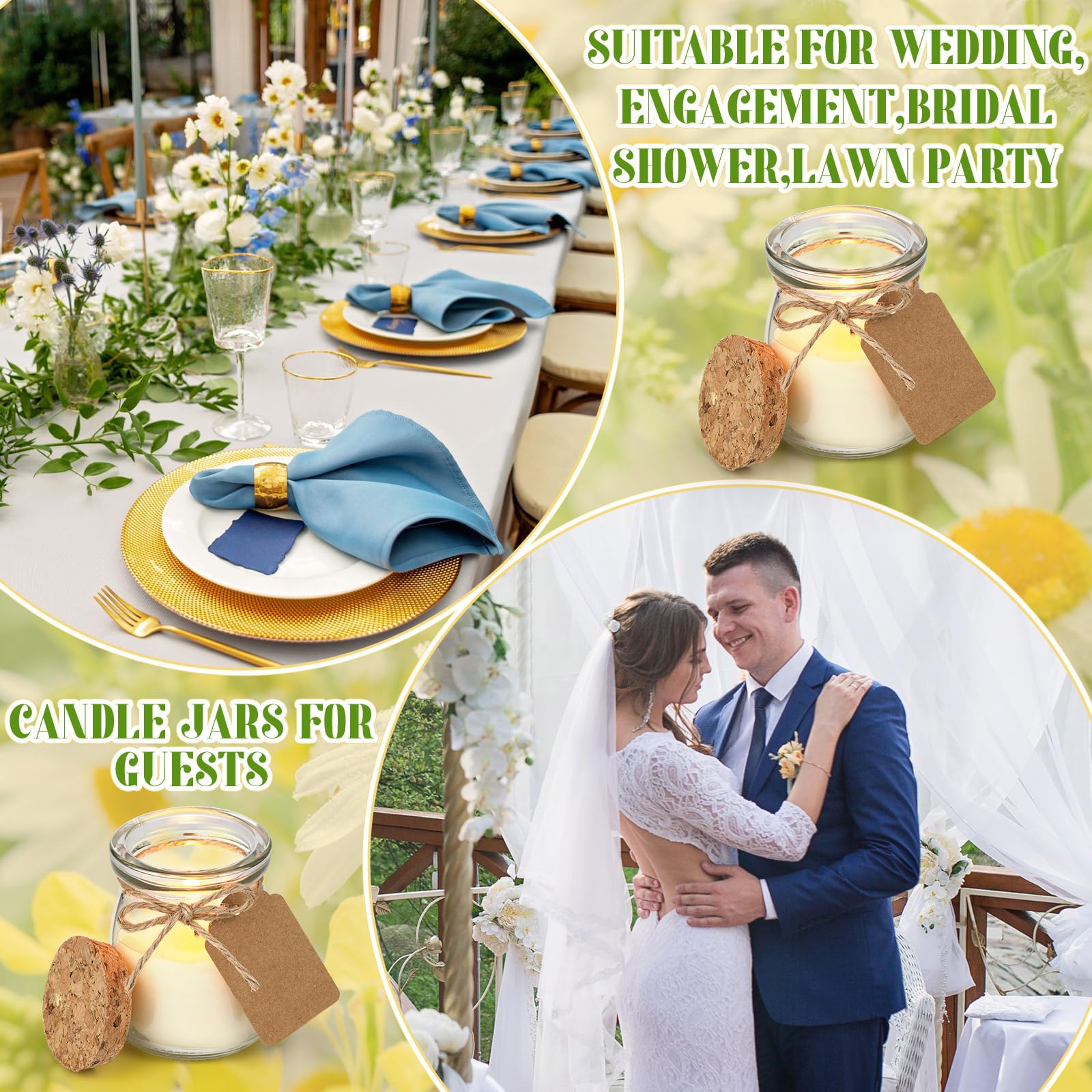 MTLEE candle on wedding table creates warm, romantic ambiance.