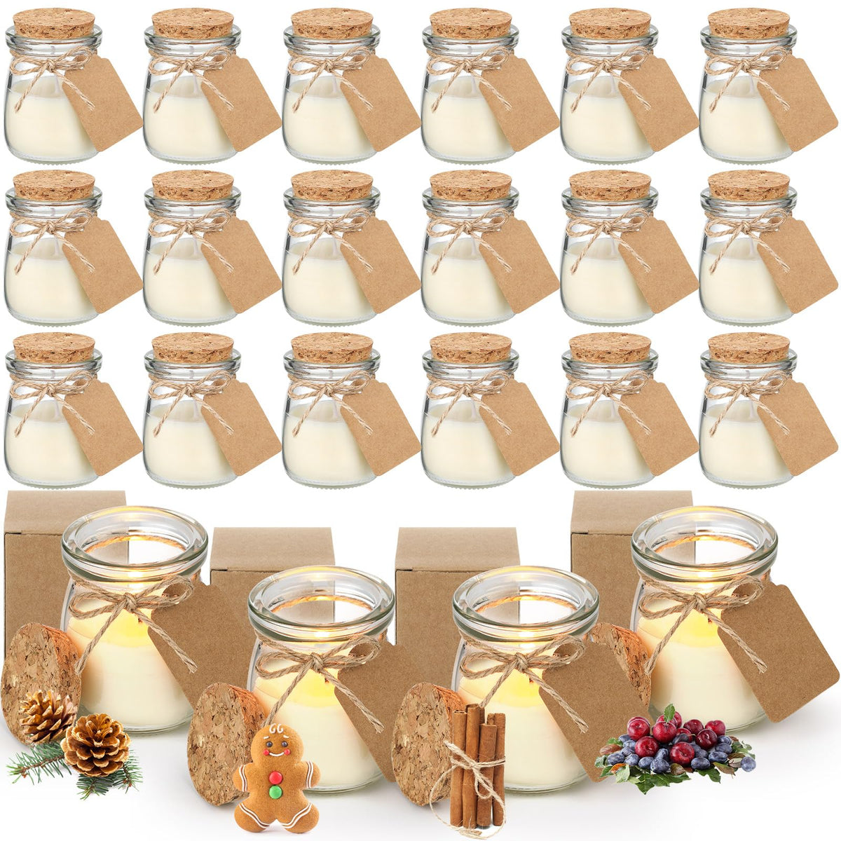 MTLEE Christmas jar candles set with festive scent variety for home decor