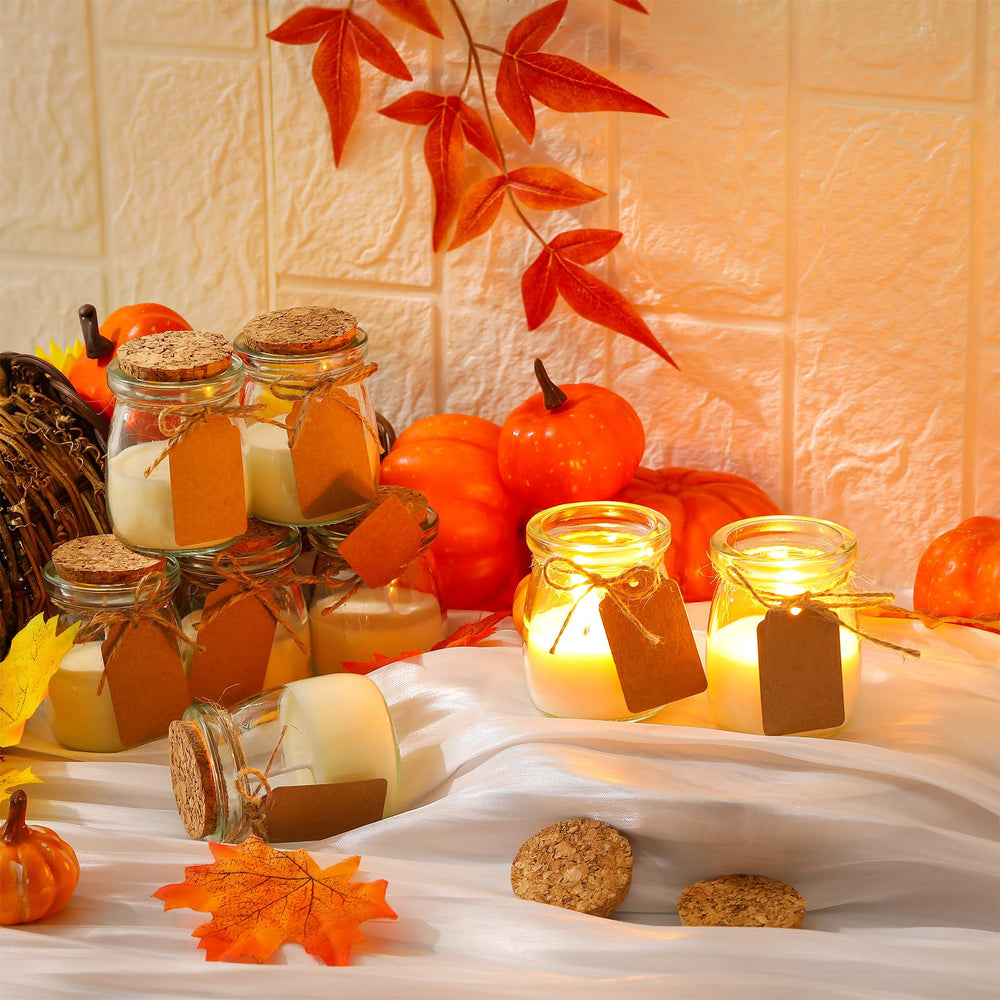 MTLEE fall wreath scent jar candle highlighting fragrant greens for living room ambiance.