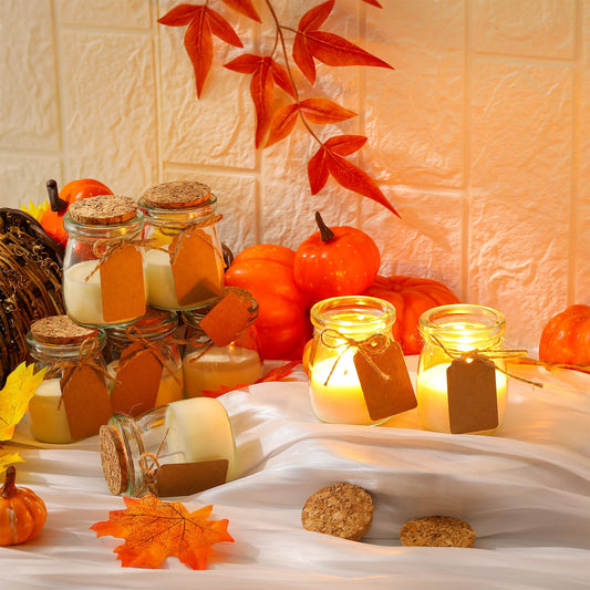 MTLEE fall wreath scent jar candle highlighting fragrant greens for living room ambiance.