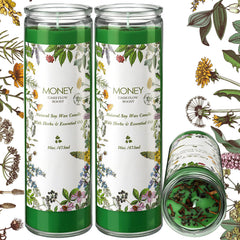 MTLEE money candles pack in glass jar for wealth rituals and decor