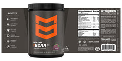 MTN OPS BCAA grape brand logo close-up reinforces trusted recovery branding.