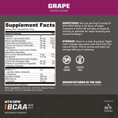MTN OPS BCAA grape pour into glass for sustained energy during training.