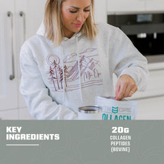 MTN OPS collagen mixed in coffee demonstrates zero sugar and paleo-friendly option.