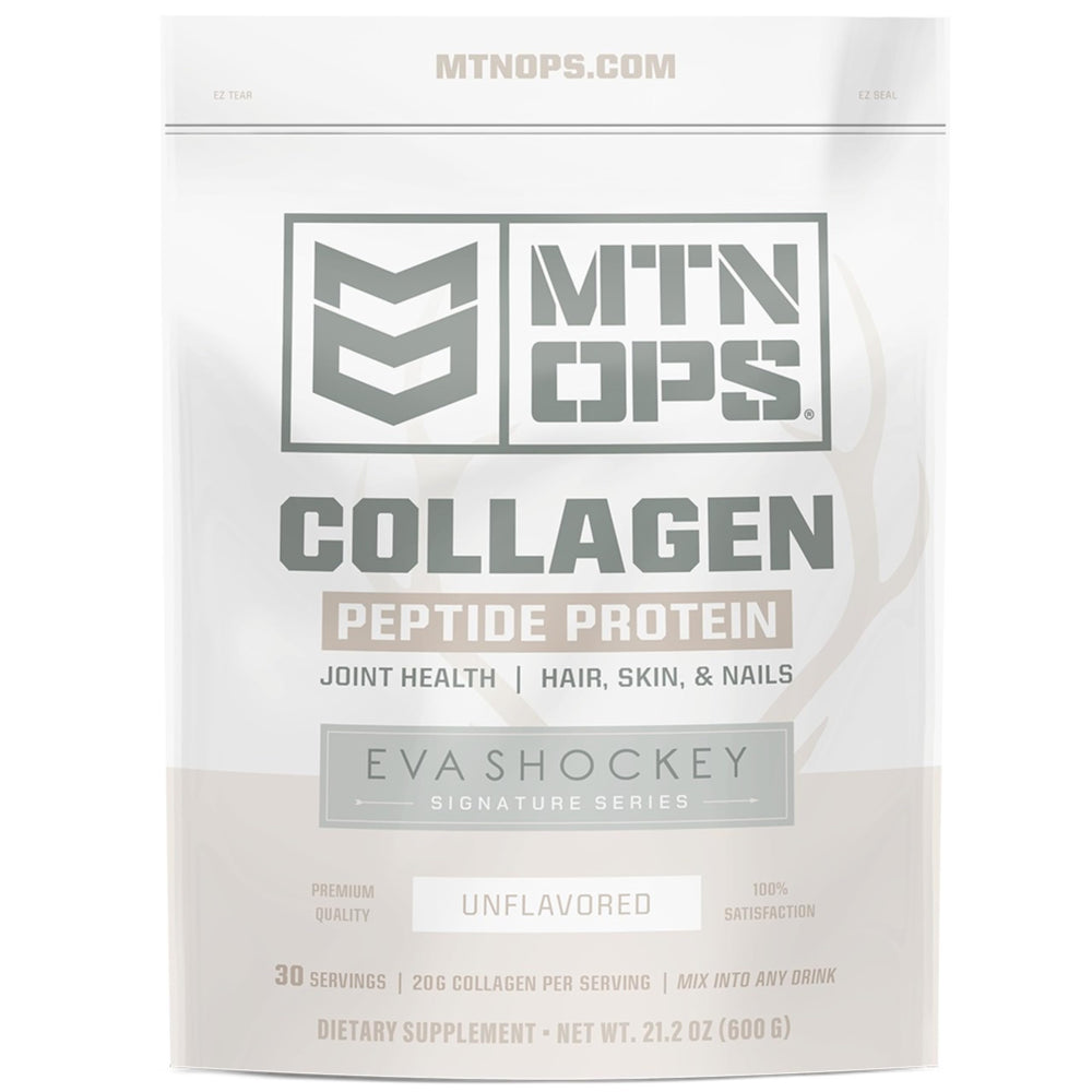 MTN OPS Collagen peptide scoop for daily use, supports joint comfort when mixed in drinks.
