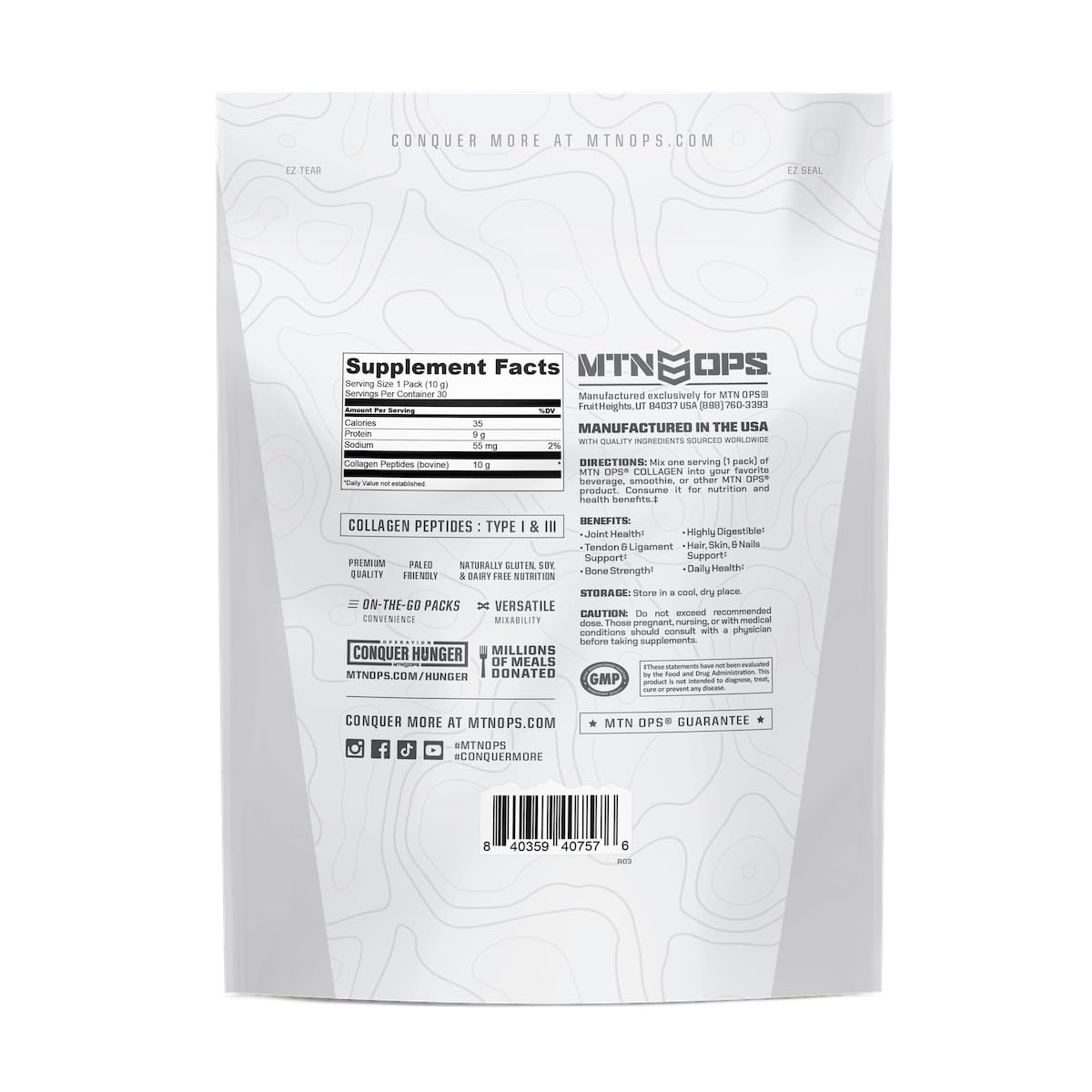 MTN OPS Collagen To-Go Stick gluten-free for dietary-friendly protein on the go