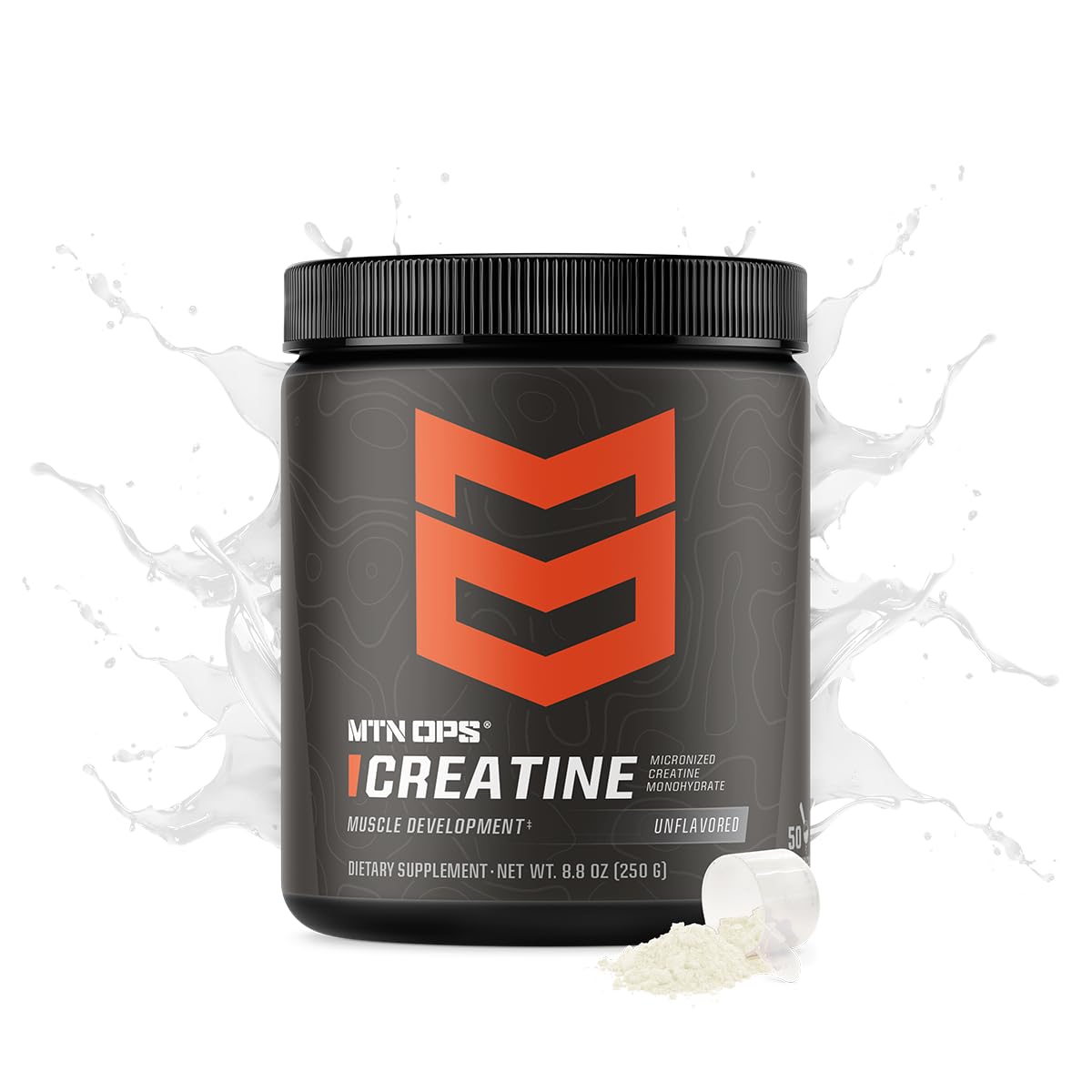 MTN OPS creatine micronized powder scoop for easy serving before workouts