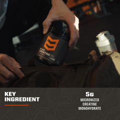 MTN OPS creatine micronized powder added to a shaker for blending