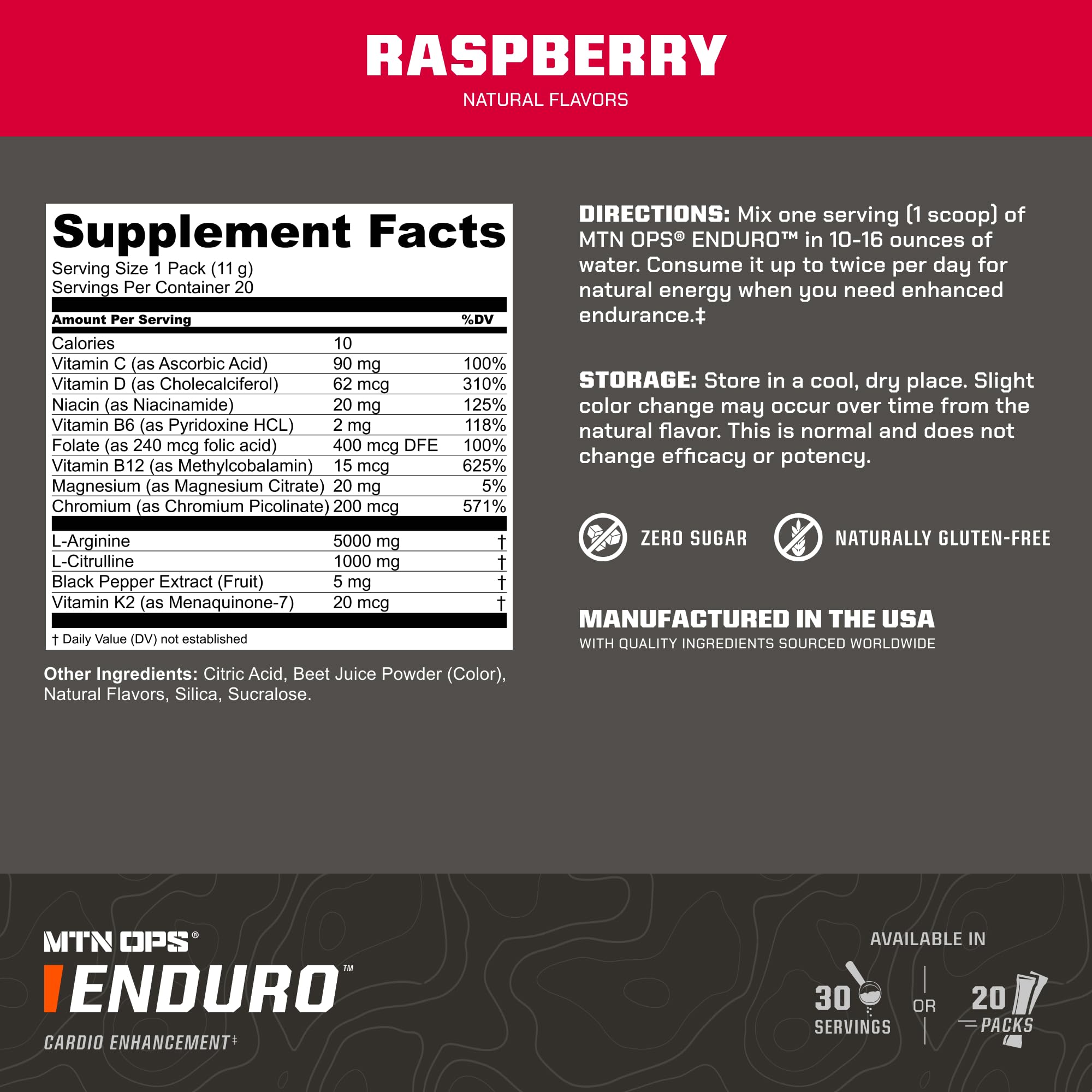 Close-up of L-Arginine and L-Citrulline ingredients in the blend.