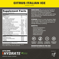 MTN OPS Hydrate Citrus Italian Ice delivers a refreshing, sugar-free flavor experience.
