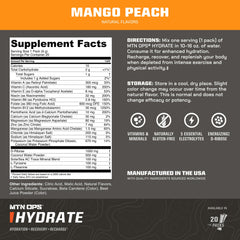 MTN OPS Hydrate glass filled with mango peach drink ready to sip