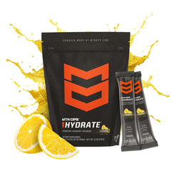 MTN OPS Hydrate lemonade sachet close-up highlighting portable electrolyte convenience