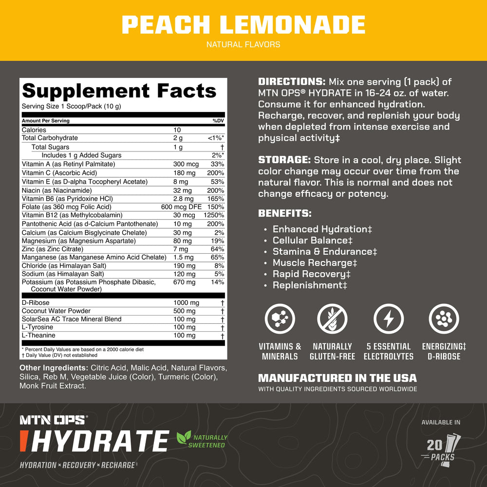 MTN OPS Hydrate powder dissolving in water for steady hydration during exercise.