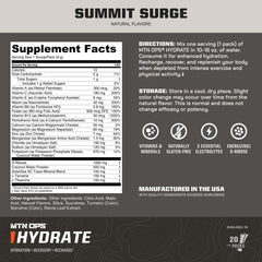 Close-up of MTN OPS Hydrate powder dissolving into water.