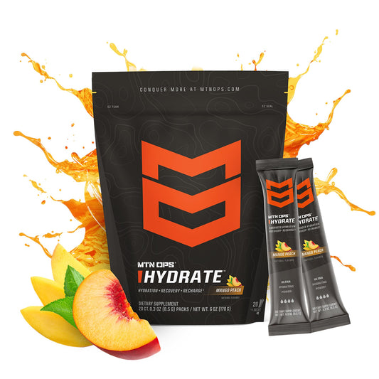 MTN OPS Hydrate scoop pouring into water for fast hydration