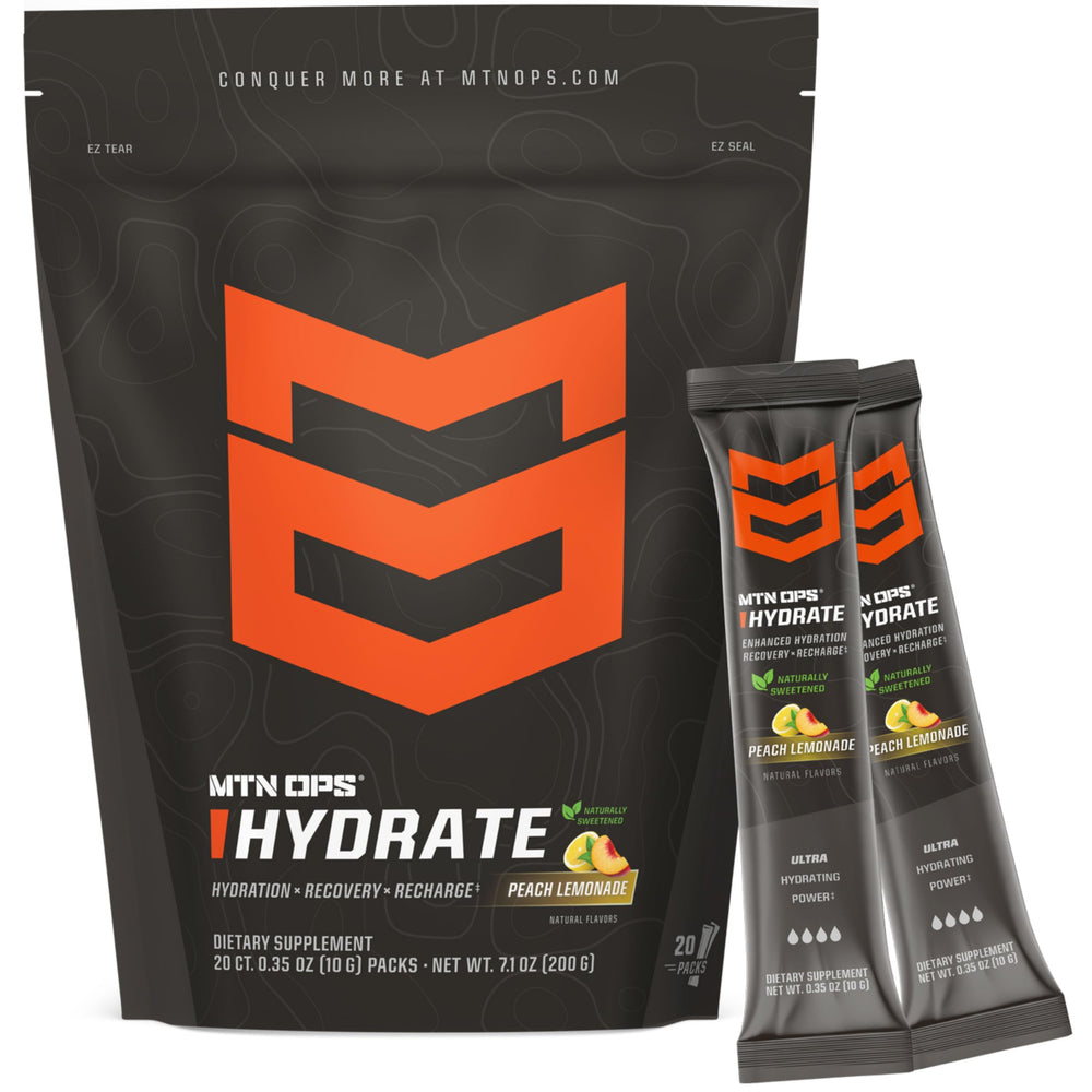 MTN OPS Hydrate tub front, convenient hydration solution for workouts.