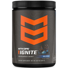 MTN OPS Ignite energy powder tub front for a clean energy boost
