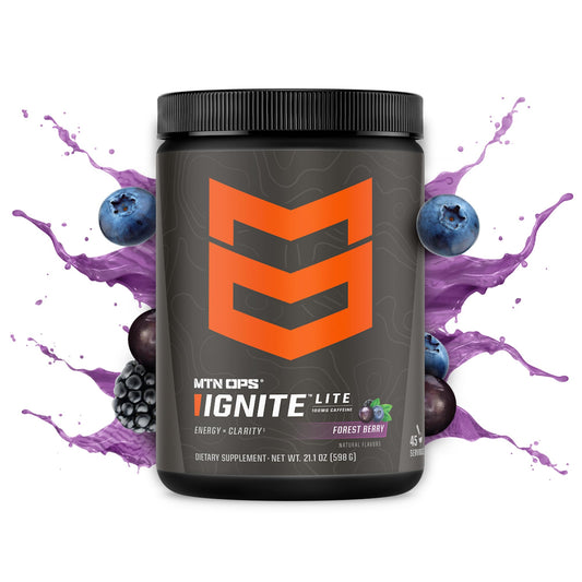 MTN OPS Ignite Lite L-Arginine and L-Citrulline powder for endurance support.