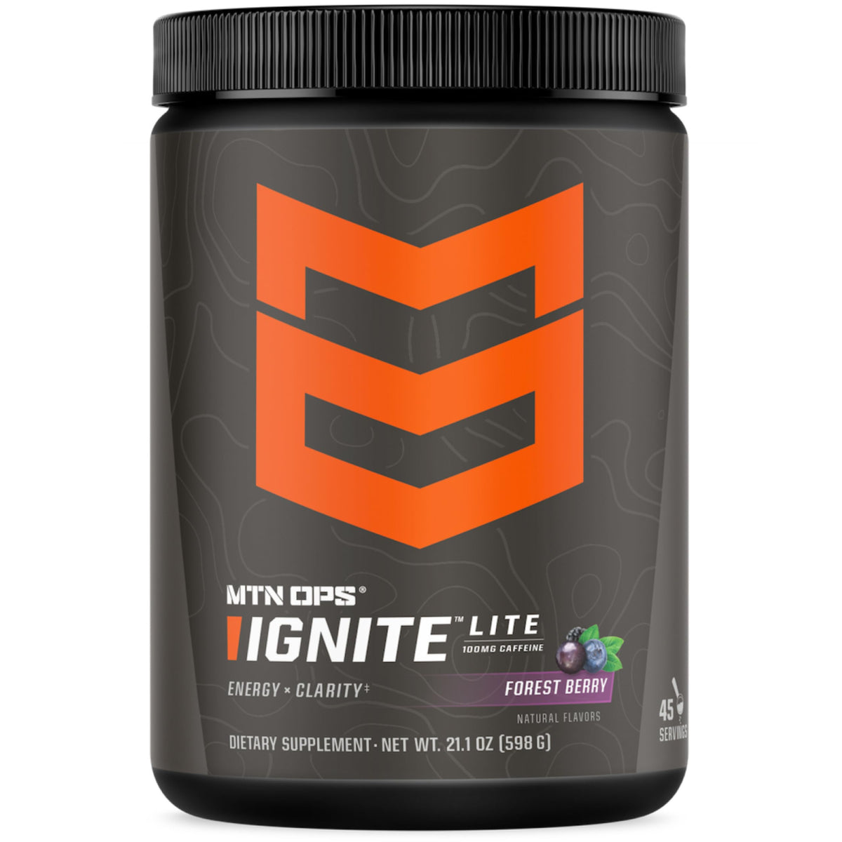 MTN OPS Ignite Lite forest berry tub ready for a clean energy boost.