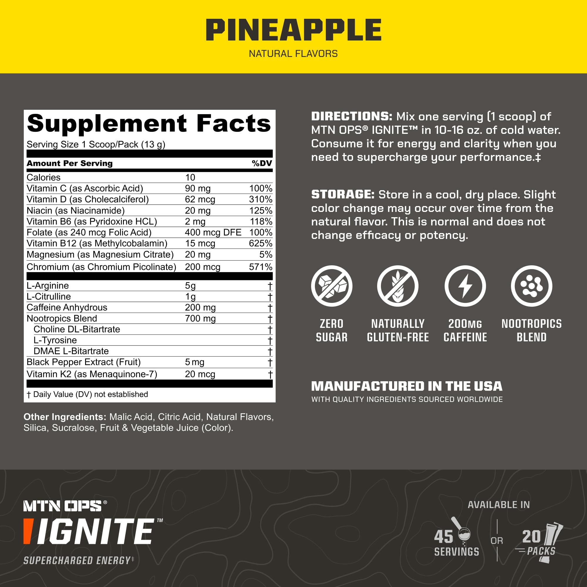 MTN OPS Ignite nootropic Brain Blend scene emphasizes sharper focus during tasks.