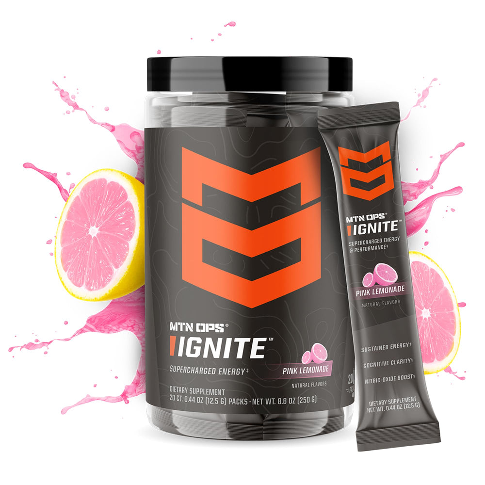 MTN OPS Ignite Trail Pack Pink Lemonade scoop-dispense for precise serving on trails.
