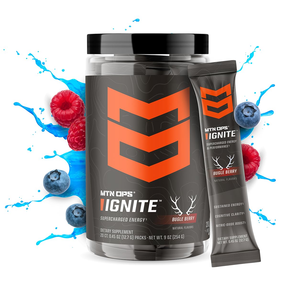 MTN OPS Ignite Trail Packs gluten-free label highlighting dietary-friendly energy option