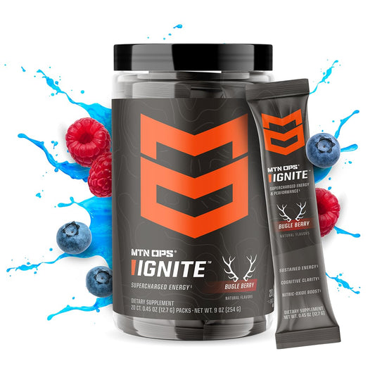 MTN OPS Ignite Trail Packs gluten-free label highlighting dietary-friendly energy option