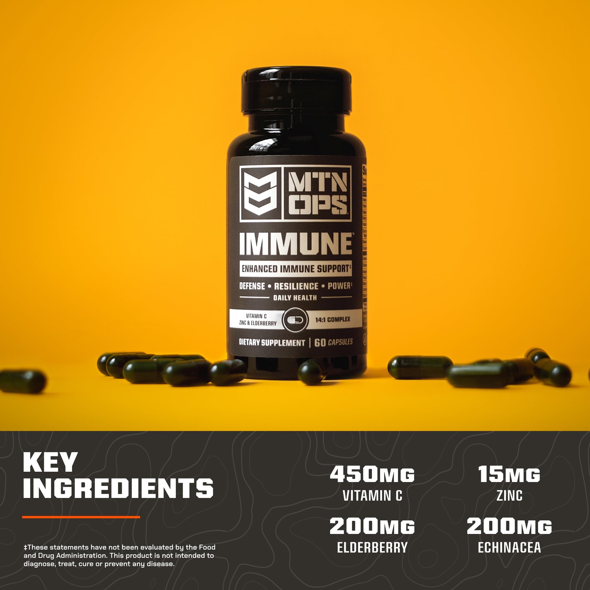 MTN OPS Immune elderberry and zinc visuals suggest natural support for everyday resilience.