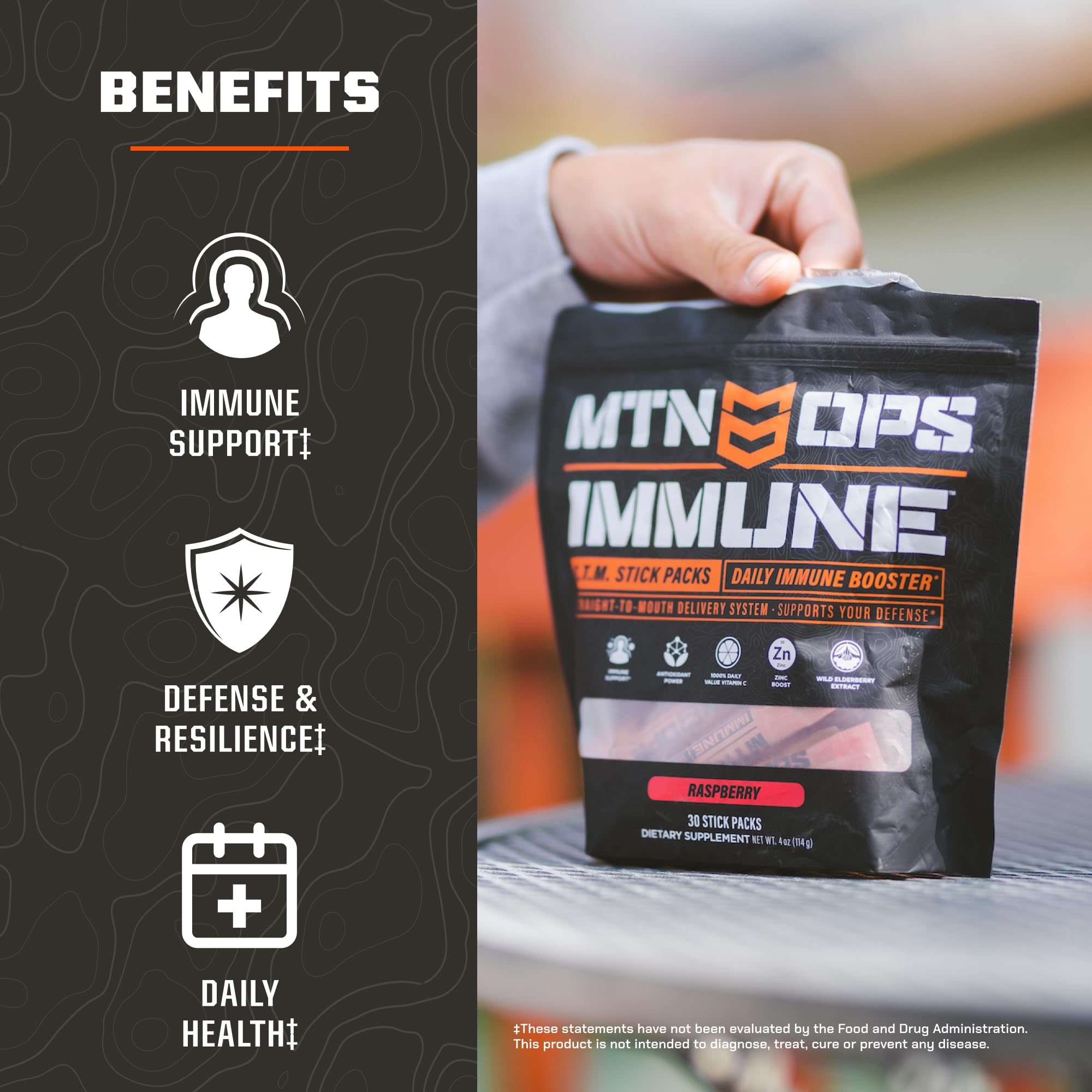 MTN OPS Immune STM pour image illustrating no-water intake.