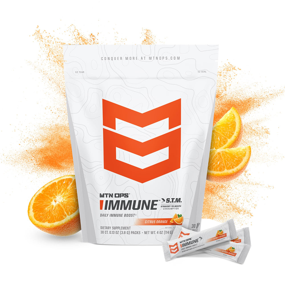 MTN OPS Immune STM sachet tear-open demonstrates quick, no-water activation.