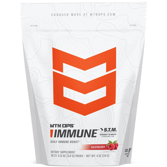 MTN OPS Immune STM tub front for daily immune support on the go.